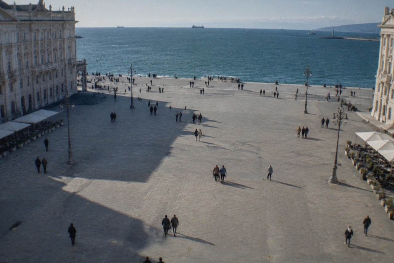 The seafront of Trieste in Italy with Piazza Unità d'Italia and the Adriatic Gulf in the background