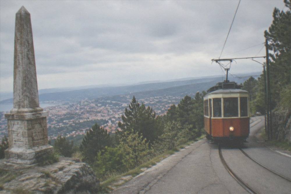 The Opicina tram climbing the hill above Trieste's rooftops
