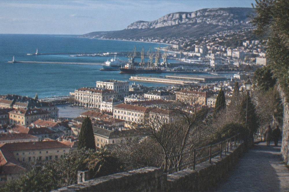 A view over the gulf from a hilltop path above Trieste